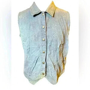 Casey And Max Denim Embroidered Vest Size S Women’s Boho Vintage Hippie Cottage